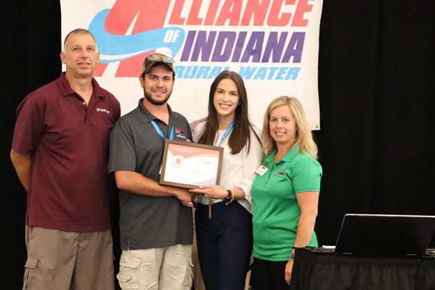 Christopher Gagnon received a $3,000 ServLine by HomeServe Apprentice Scholarship at the Indiana Alliance for Rural Water Leadership Summit. 